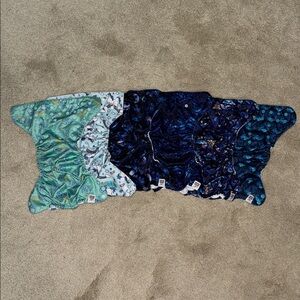 Blue and Green Patterned Cloth Diaper shells